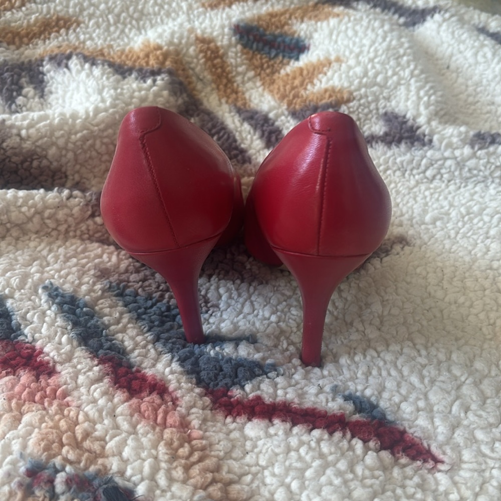 Nine West Red Pointed Toe Leather Pumps - Picture 3 of 5